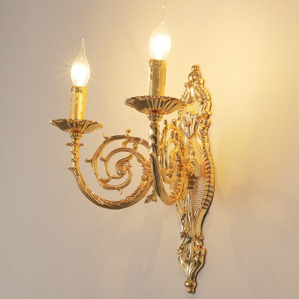 European Modern Luxury Candelabra Carved Zinc Alloy Fabric 2-Light Wall Sconce Lamp - Image 3