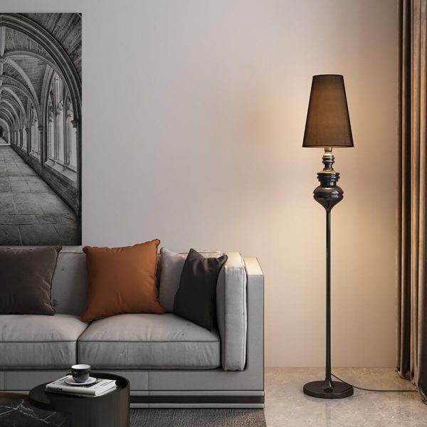 Modern Transitional Fabric Cone Iron Base 1-Light Standing Floor Lamp For Living Room - Image 2