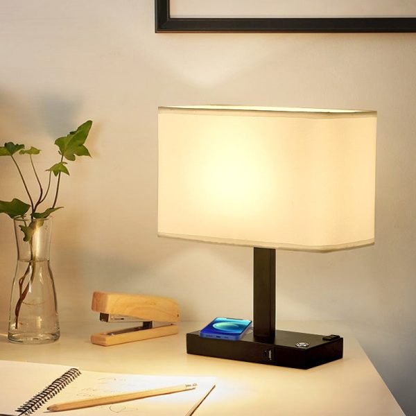 Modern Minimalist Rectangular Cloth Iron 1-Light Table Lamp For Living Room - Image 11