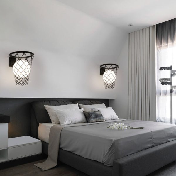 Modern Art Deco Kids Iron Glass Basketball Hoop 1-Light Wall Sconce Lamp For Bedroom - Image 16