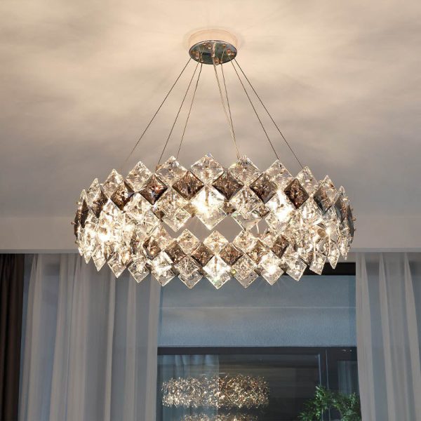 Contemporary Luxury Crystal Diamond Circle Plated Hardware 5/6/7/8/10/14 Light Chandelier For Living Room - Image 27