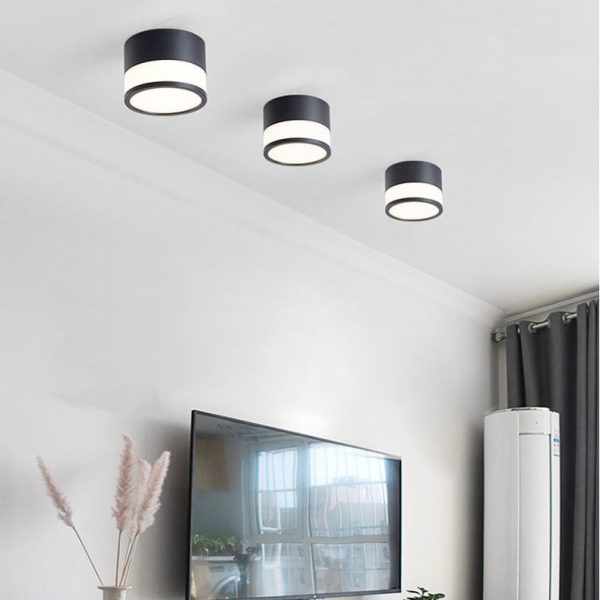 Modern Solid Color Cylinder Aluminum LED Flush Mount Light - Image 2