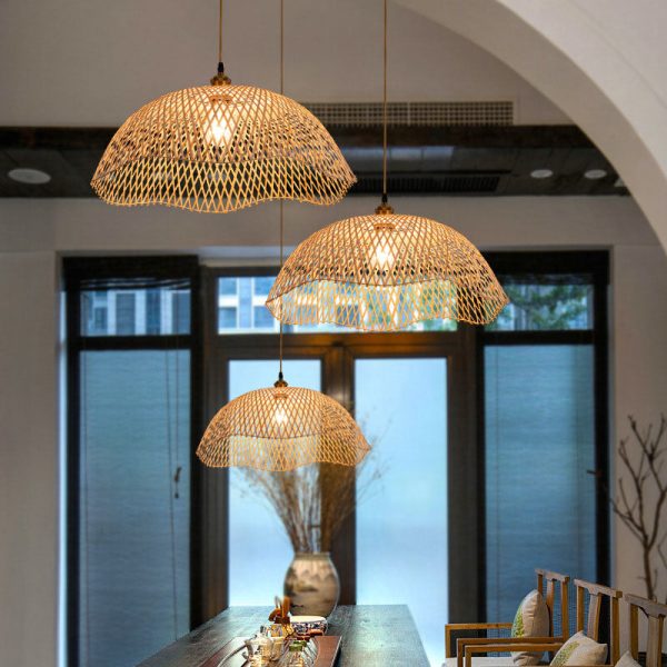 Modern Minimalist Weaving Bamboo Lanterns 3-Lights Chandelier - Image 5
