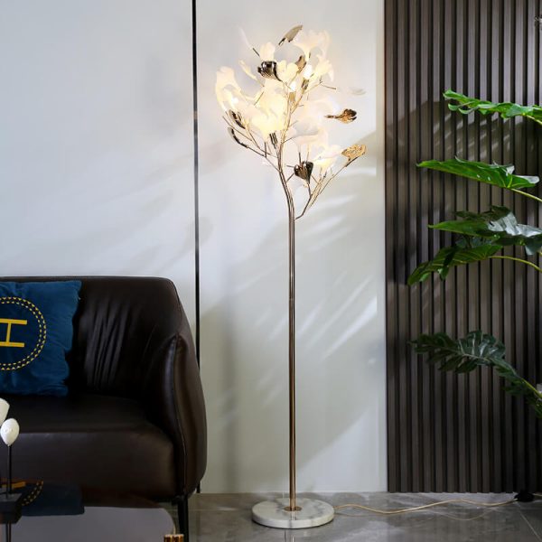 Nordic Romantic Ginkgo Leaf Decorative Iron 5-Light Standing Floor Lamp - Image 5
