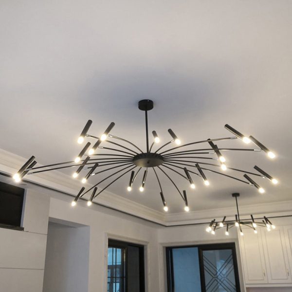 Contemporary Scandinavian Round Radioactive Iron Aluminum 12/24 Light Chandelier For Living Room - Image 16