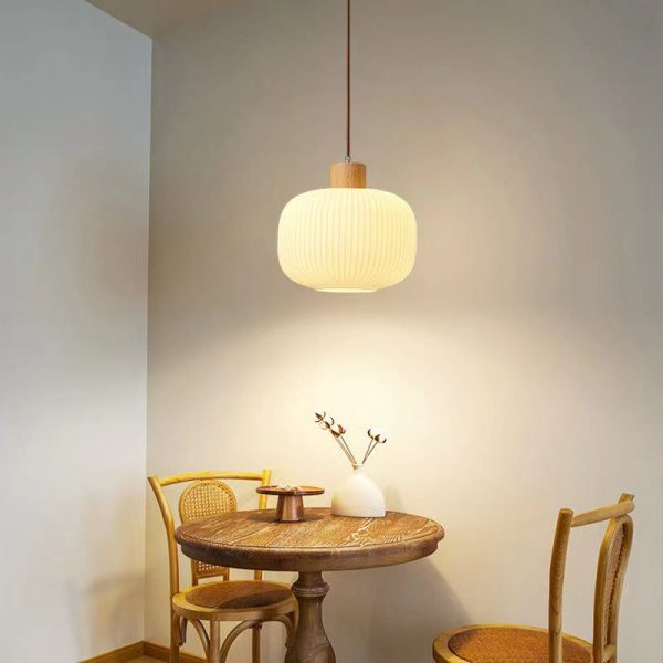 Japanese Minimalist Log Wood  Strip Glass Jar 1/2/3 Light Island Light Chandelier - Image 2