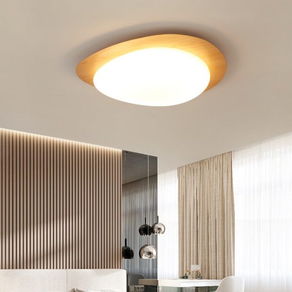Contemporary Scandinavian Pebble Shape Iron Acrylic LED Flush Mount Ceiling Light For Bedroom - Image 14