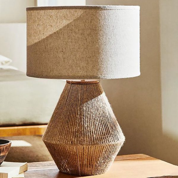 Japanese Vintage Hemp Rope Weaving Base Fabric 1-Light Table Lamp - Image 6