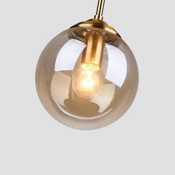 Contemporary Nordic Copper Spherical Glass Shade 1/3/5-Light Island Light Chandelier For Dining Room - Image 10
