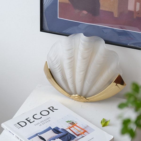 Modern Art Deco Shell Brass Glass 1-Light Wall Sconce Lamp For Bedroom - Image 10