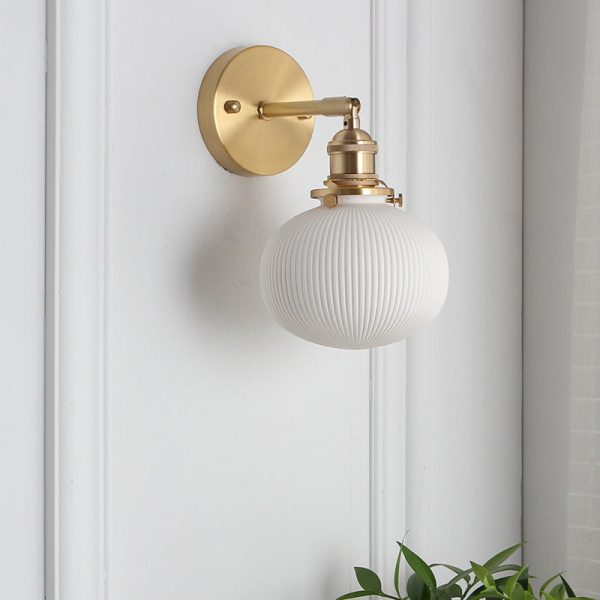 Japanese Retro Minimalist Cylinder Oval Brass Lucite 1-Light Wall Sconce Lamp - Image 14