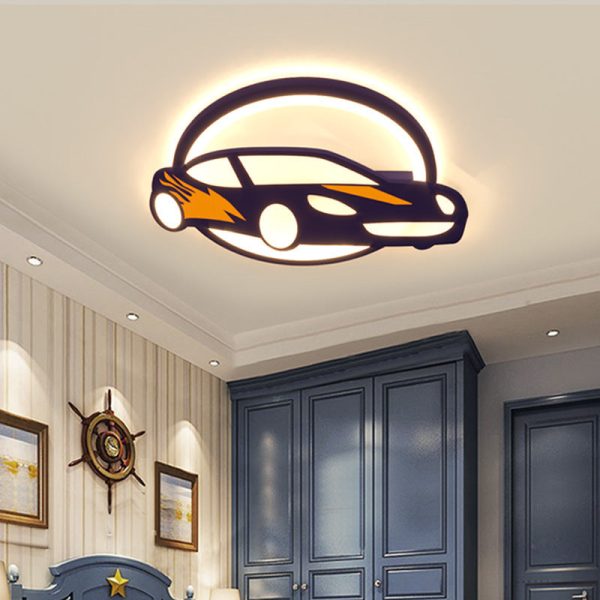 Contemporary Creative Iron Acrylic Cartoon Sports Car LED Kids Flush Mount Ceiling Light For Bedroom - Image 12