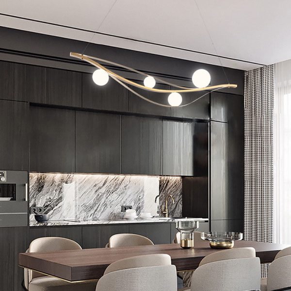 Nordic Creative Personality Hardware Long Ball 4-Light Island Light Chandelier - Image 3