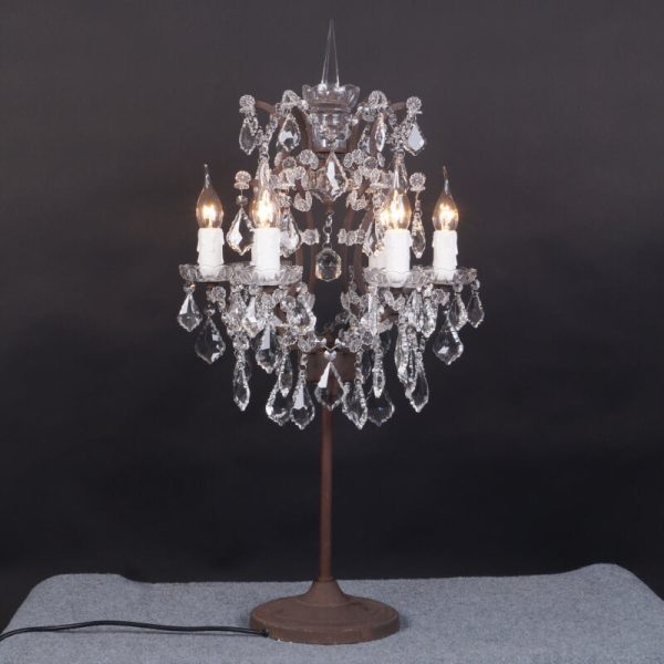 Vintage French Crystal Candelabra Rust 6-Light Table Lamp - Image 2
