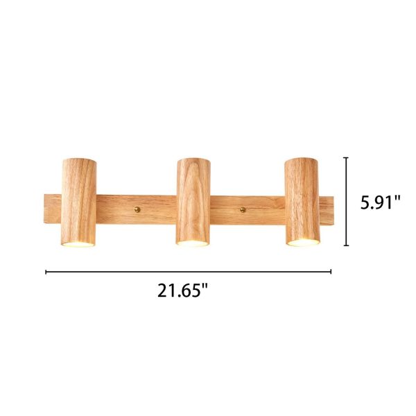Modern Minimalist Wood Track Spotlight 1/2/3 Light Wall Sconce Lamp - Image 6