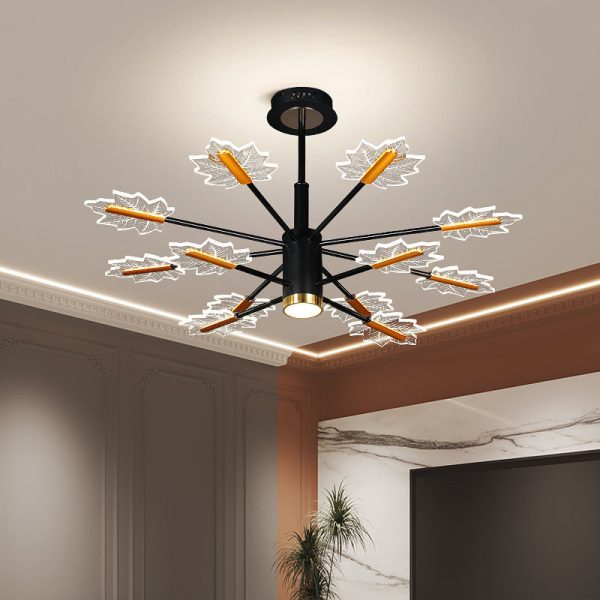 Modern Minimalist Branch Maple Leaf Iron Acrylic LED Chandelier For Living Room - Image 11