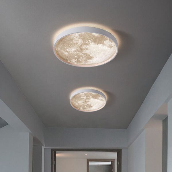 Nordic Creative Moon Round LED Flush Mount Ceiling Light - Image 3