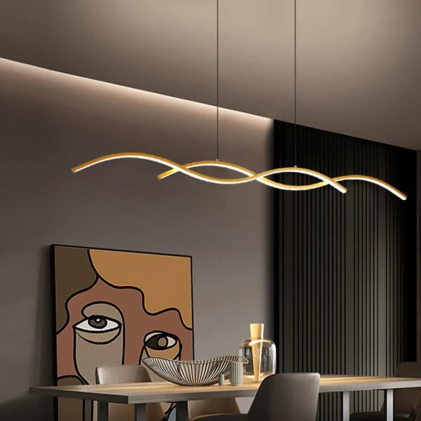 Nordic Minimalist Long Strip Wave Design Island Light LED Chandelier - Image 20