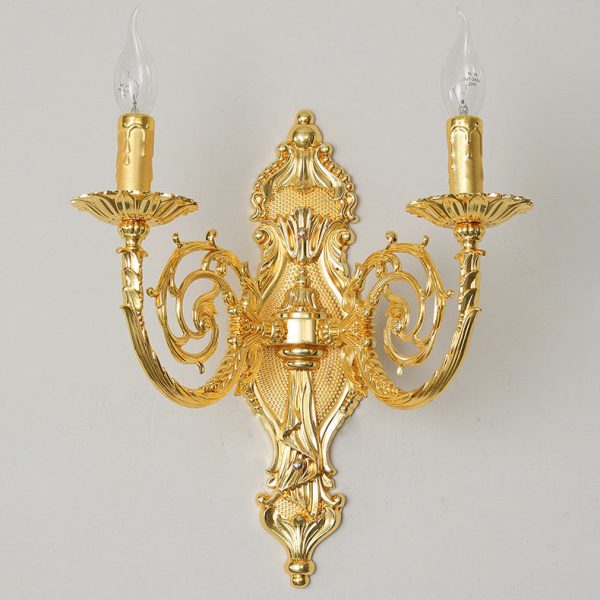 European Modern Luxury Candelabra Carved Zinc Alloy Fabric 2-Light Wall Sconce Lamp - Image 5