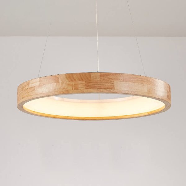 Japanese Simplicity Log Circle Island Light LED Chandelier - Image 19