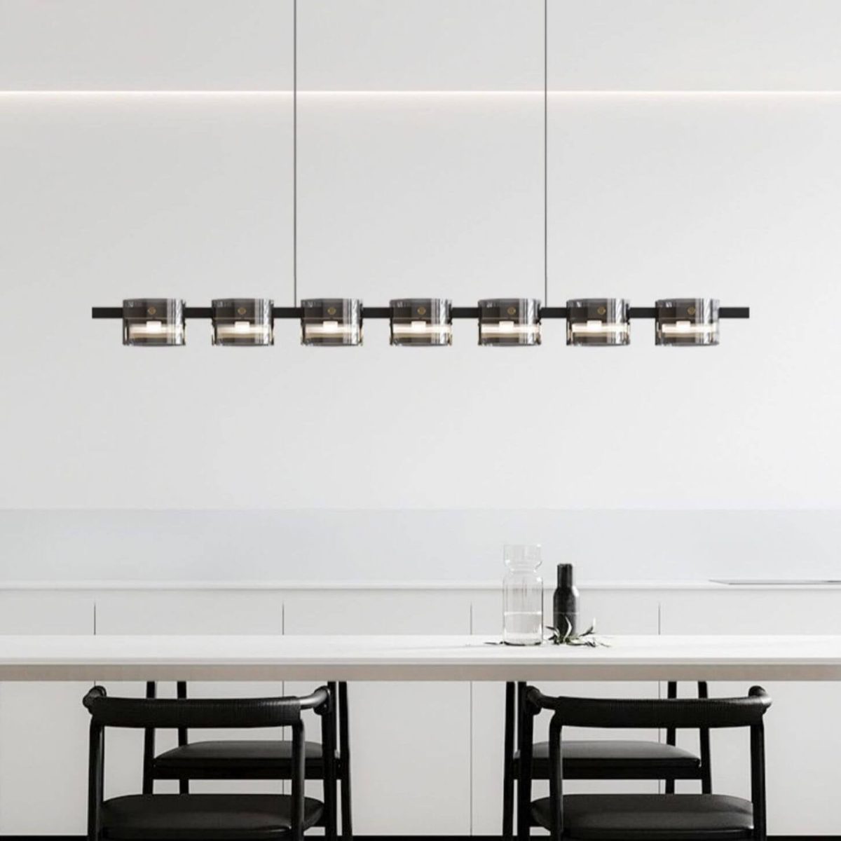 Modern Minimalist Glass Cylindrical Shade Bar LED Chandelier - Image 2