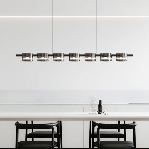 Modern Minimalist Glass Cylindrical Shade Bar LED Chandelier - Image 2