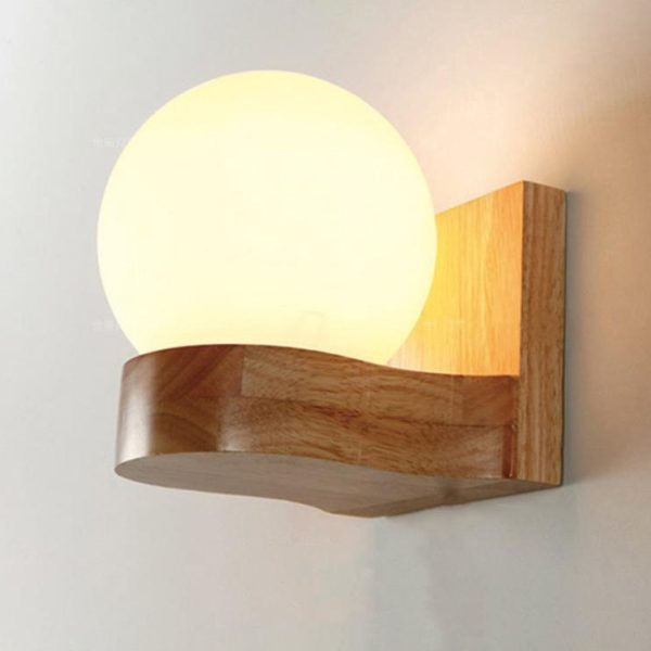 Nordic Modern Solid Wood Ball 1/2 Lights Wall Sconce Lamp - Image 9