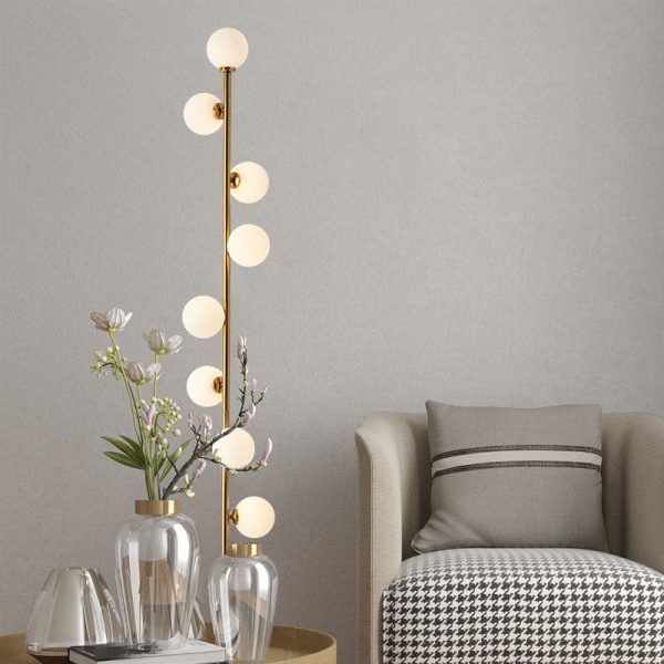Contemporary Scandinavian Cylindrical Metal Glass 9-Light Standing Floor Lamp For Living Room - Image 2