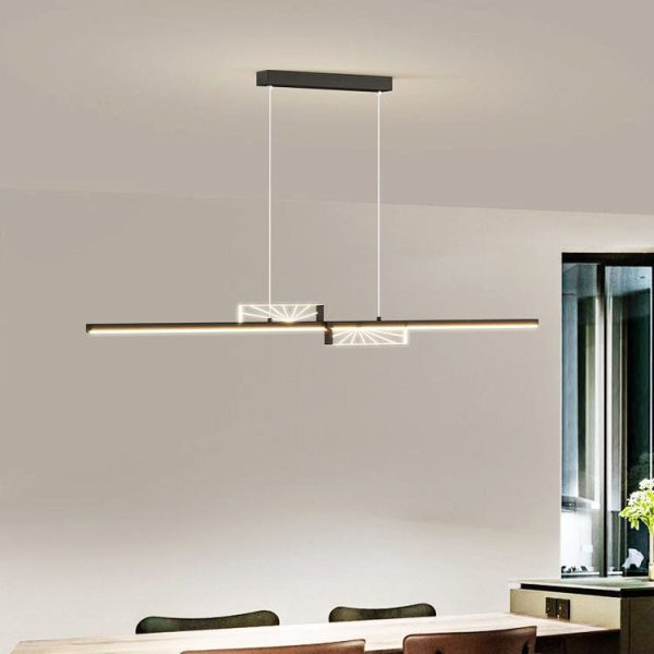 Modern Minimalist Strip Cone Circle Iron Acrylic LED Chandeliers Island Light For Dining Room - Image 4