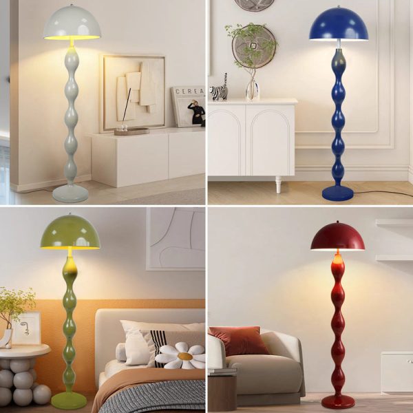 Contemporary Scandinavian Iron Mushroom Shade 1-Light Standing Floor Lamp For Bedroom - Image 5