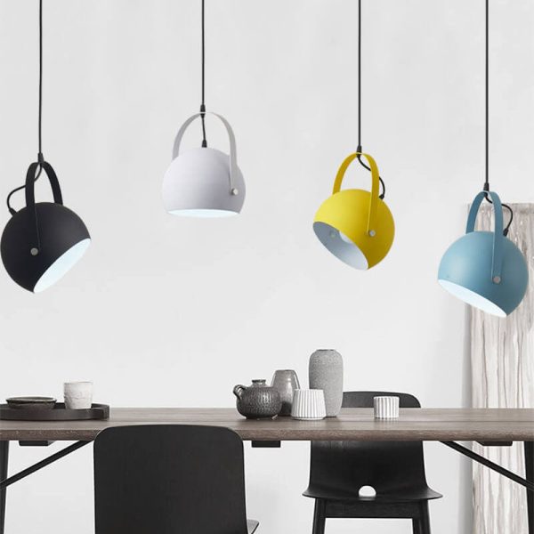 Nordic Macaron Aluminum Semicircle 1-Light Pendant Light - Image 2