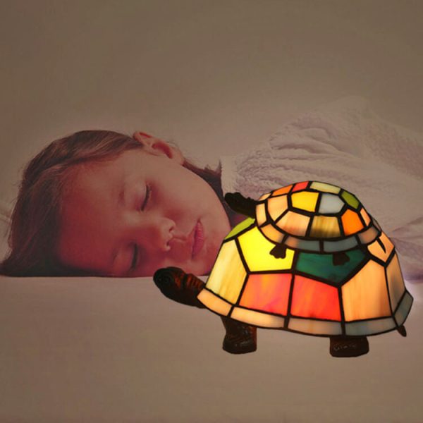 European Tiffany Turtle Stained Glass 1-Light Night Light Table Lamp - Image 14