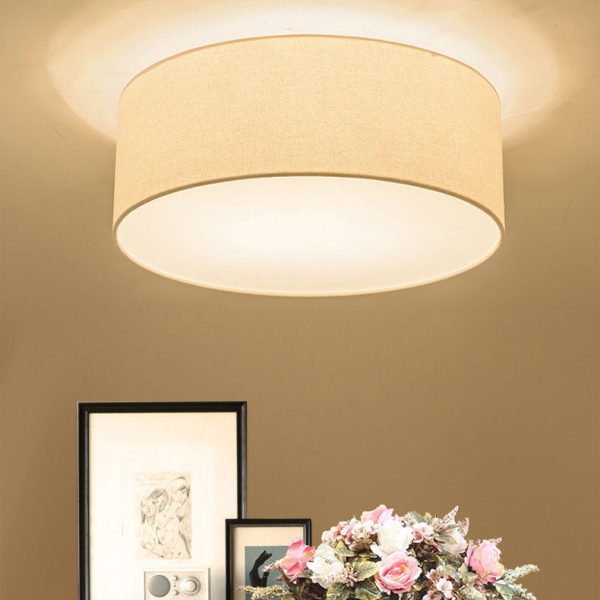 Nordic Minimalist Round Drum Fabric 3/5 Light Flush Mount Ceiling Light - Image 15