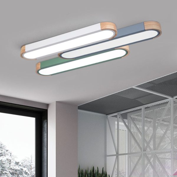 Contemporary Scandinavian Long Oval Iron Log Acrylic LED Flush Mount Ceiling Light For Bedroom - Image 14