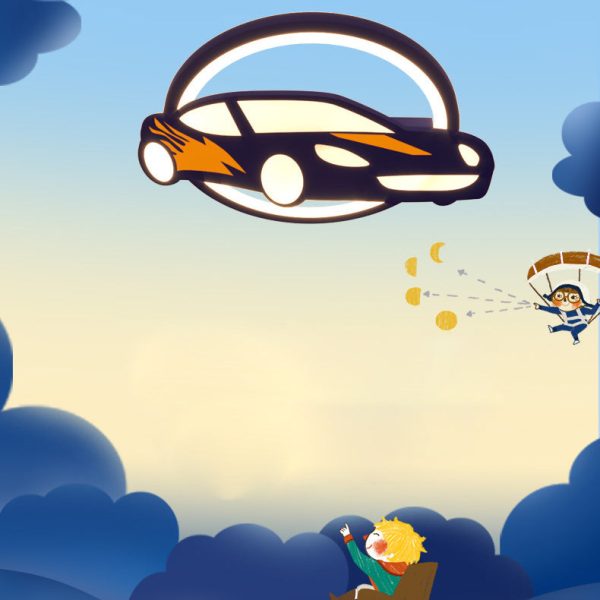 Contemporary Creative Iron Acrylic Cartoon Sports Car LED Kids Flush Mount Ceiling Light For Bedroom - Image 3