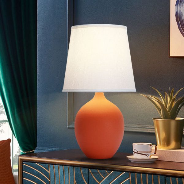 Nordic Fabric Shade Color Ceramic Base 1-Light Table Lamp - Image 15