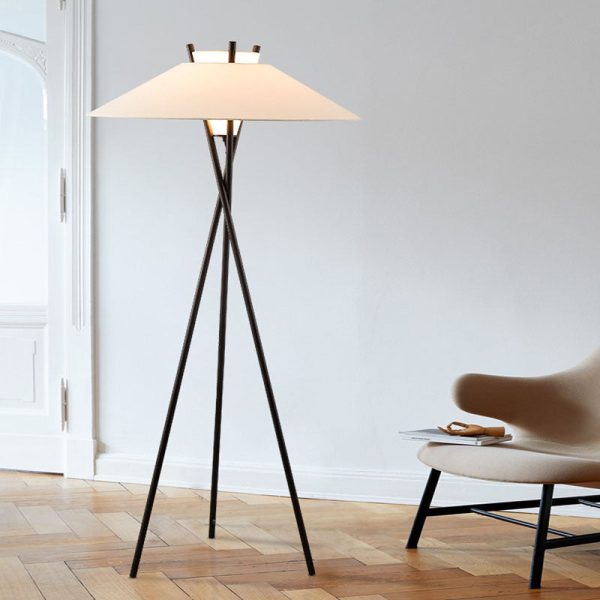Contemporary Simplicity Semi-tapered Fabric Shade Iron Tripod 1-Light Standing Floor Lamp For Study - Image 16