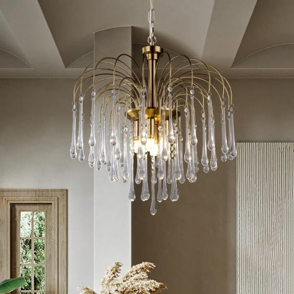 Traditional French Teardrop Copper Glass 4/6/10 Light Chandelier For Living Room - Image 12