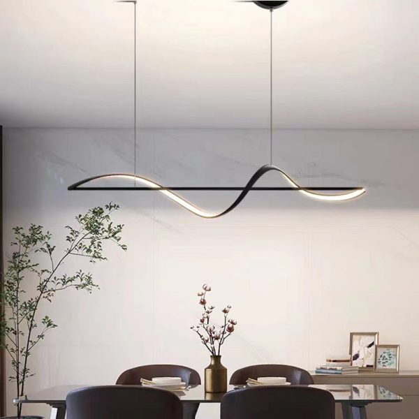 Modern Minimalist Linear Aluminum Silicone LED Island Light Chandelier For Dining Room - Image 11
