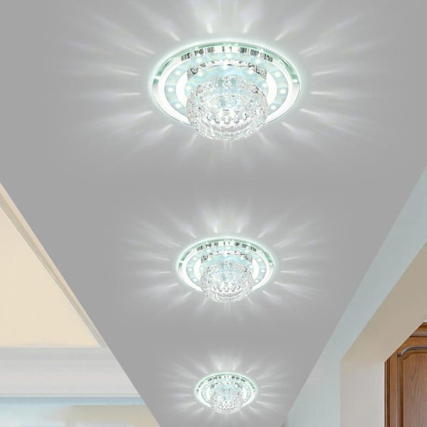 Minimalist Light Luxury Crystal Round Spotlight LED Flush Mount Ceiling Light - Image 3