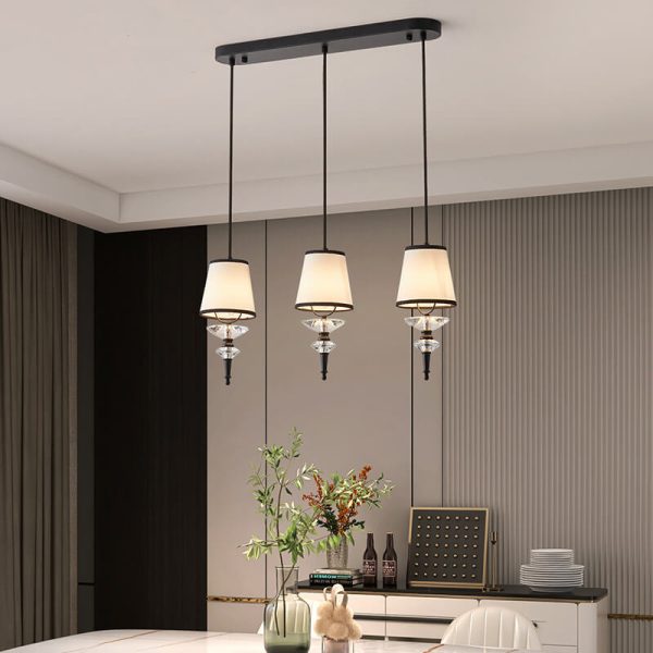 European Vintage Glass Fabric Metal 1/3/5-Light Island Light Chandelier - Image 9