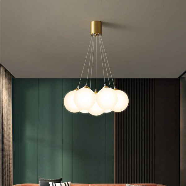 Nordic Light Luxury Glass Balloon Brass 4/5/7 Light Chandelier - Image 17