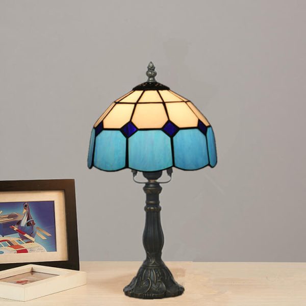 Vintage Tiffany Mediterranean Stained Glass 1-Light Table Lamp - Image 7