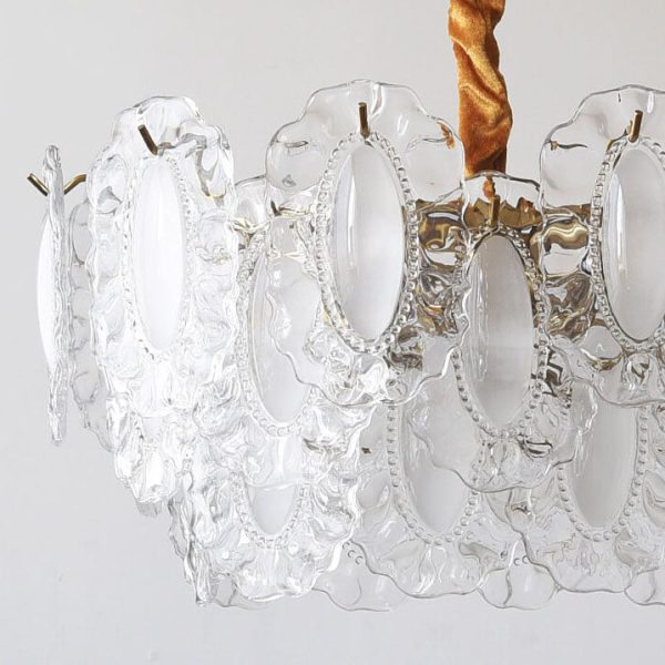 French Vintage Rectangular Pearl Glass 8-Light Island Light Chandelier - Image 10