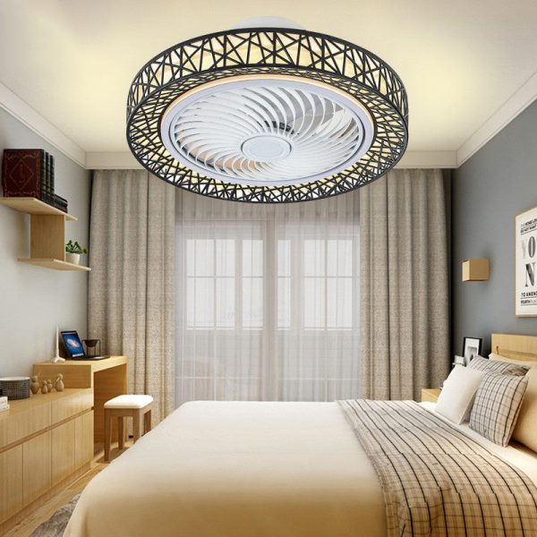 Modern Luxury Round Lace LED Flush Mount Ceiling Fan Light - Image 2