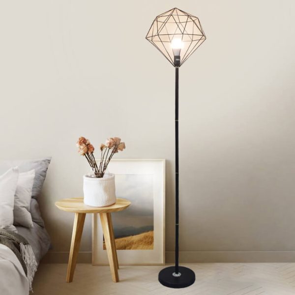 Contemporary Simplicity Iron Hollow Diamond Shape 1-Light Standing Floor Lamp For Study - Image 11