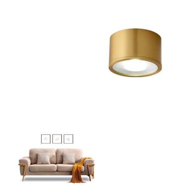 Modern Cylindrical Brass LED Spotlight Flush Mount Ceiling Light - Image 13
