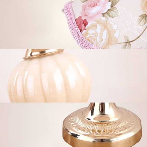 Nordic Vintage Floral Glass Fabric 1-Light Table Lamp - Image 4
