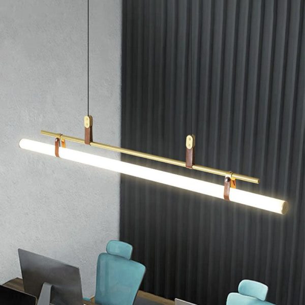 Nordic Minimalist Long Strip Leather LED Island Light Chandelier - Image 3