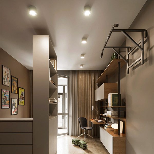 Modern Minimalist Cylinder Adjustable Angle Aluminum LED Flush Mount Ceiling Light For Living Room - Image 14